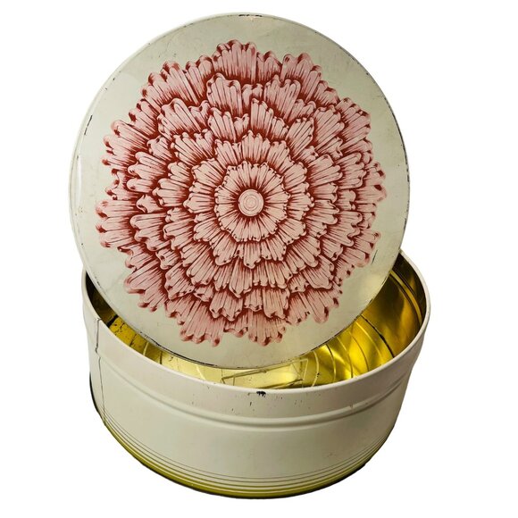 Quinlan’s Other - Quinlan’s Tin Vintage Romance Of The Pretzel 12” Tin Container W Floral Design